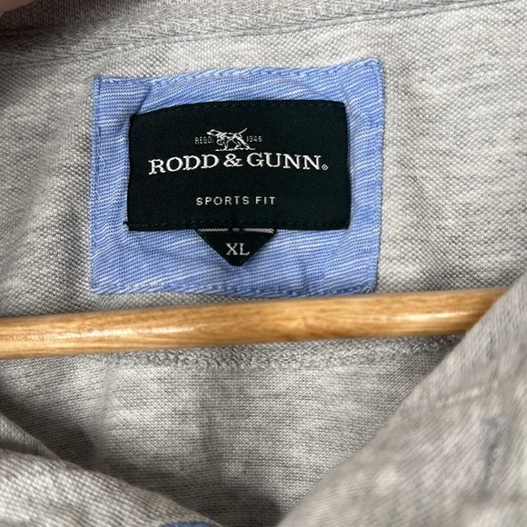 Rodd & Gunn Sports Fit Polo Shortsleeved Shirt Mens Size XL Gray and Light Blue - Picture 5 of 7